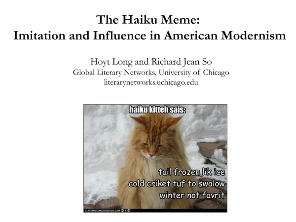 The Haiku Meme:  Imitation and Influence in American Modernism