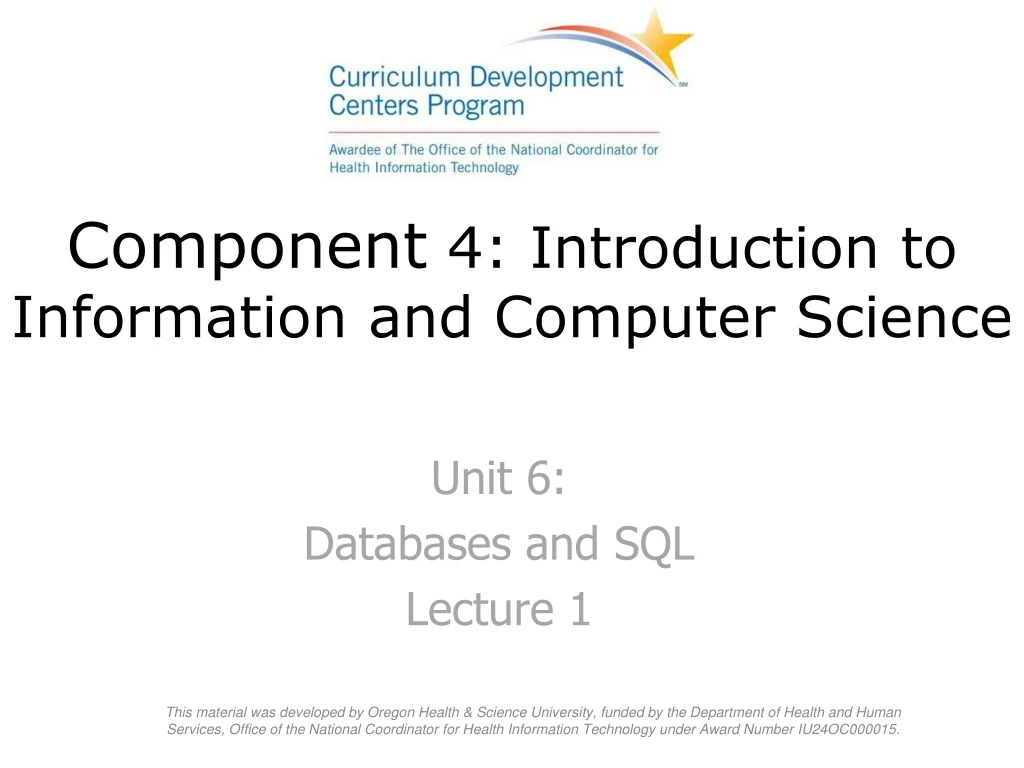 component 4 introduction to information and computer science