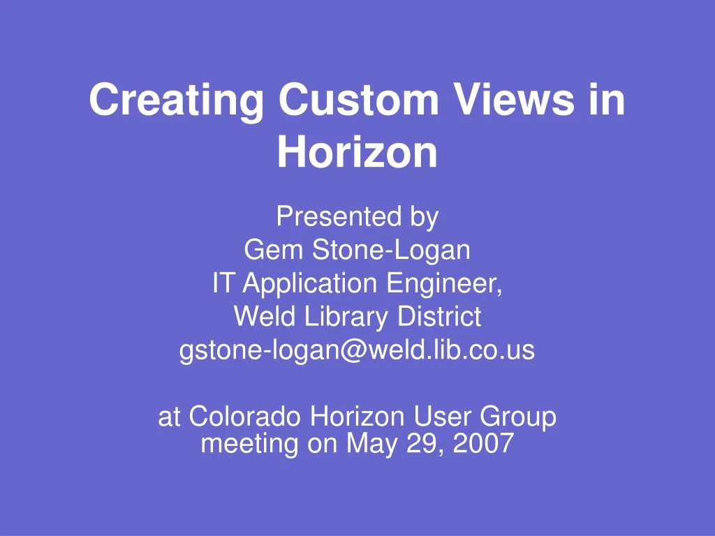 creating custom views in horizon