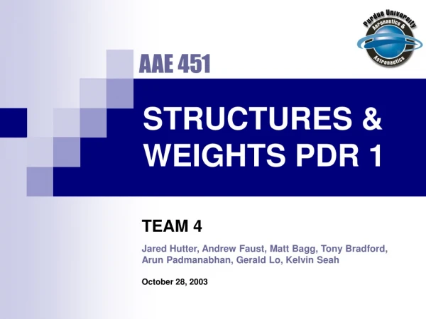 STRUCTURES &amp; WEIGHTS PDR 1