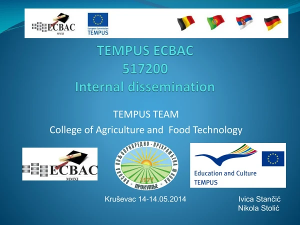 TEMPUS ECBAC 517200 Internal dissemination