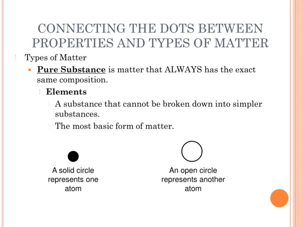 CONNECTING THE DOTS BETWEEN PROPERTIES AND TYPES OF MATTER
