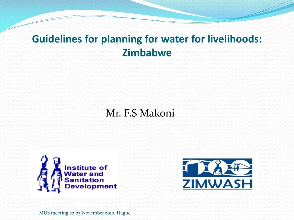 guidelines for planning for water for livelihoods zimbabwe