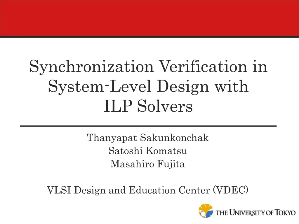 synchronization verification in system level design with ilp solvers