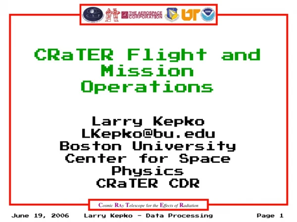 CRaTER Flight and Mission Operations