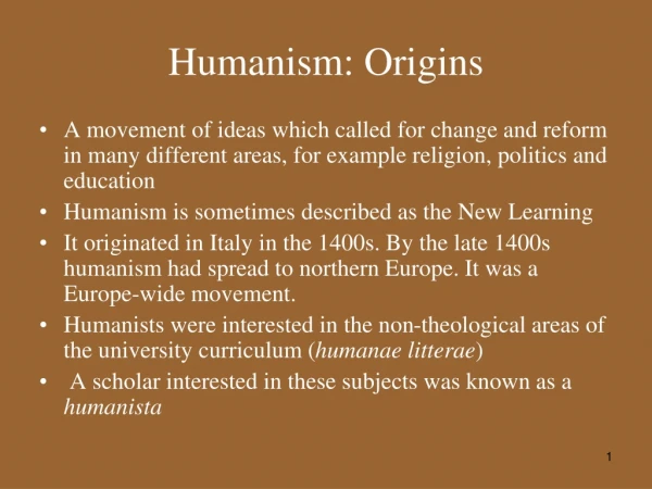 Humanism: Origins