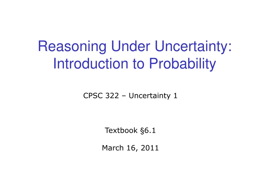 reasoning under uncertainty introduction