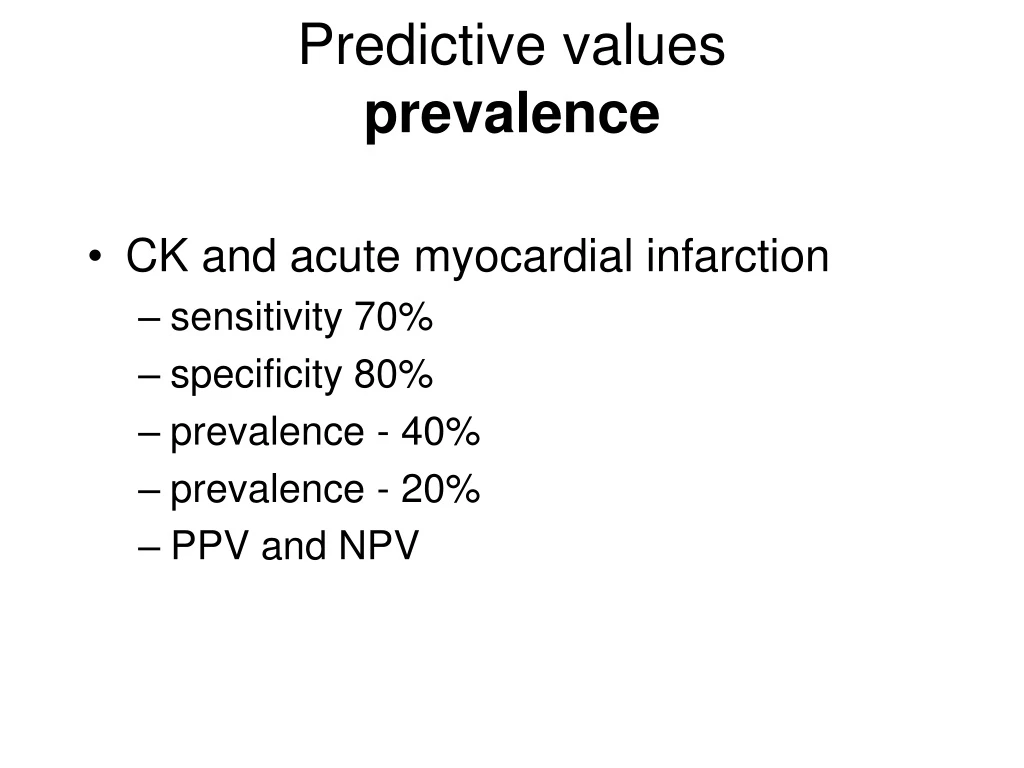 predictive values prevalence