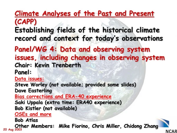 Climate Analyses of the Past and Present  (CAPP)