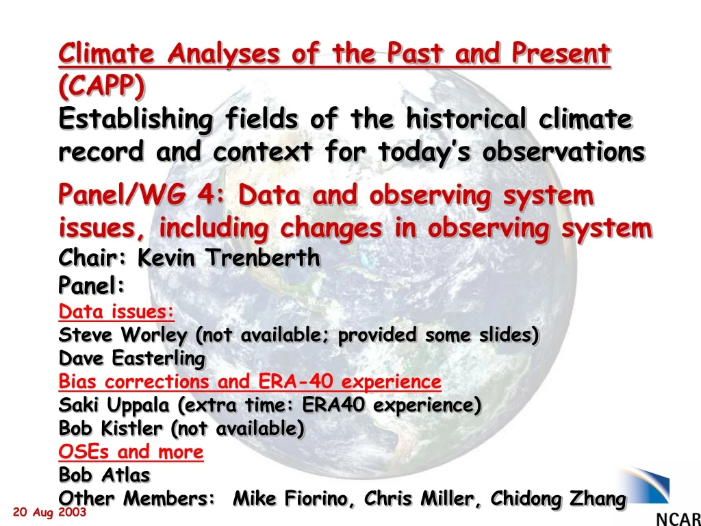 climate analyses of the past and present capp