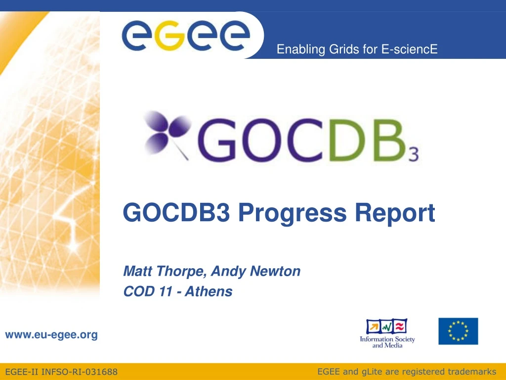 gocdb3 progress report