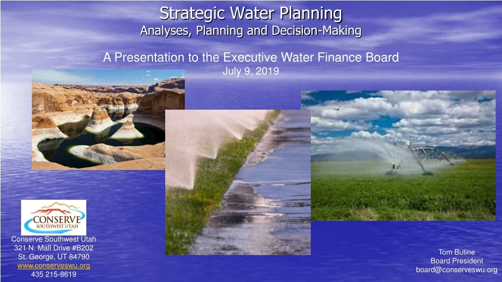 strategic water planning analyses planning and decision making