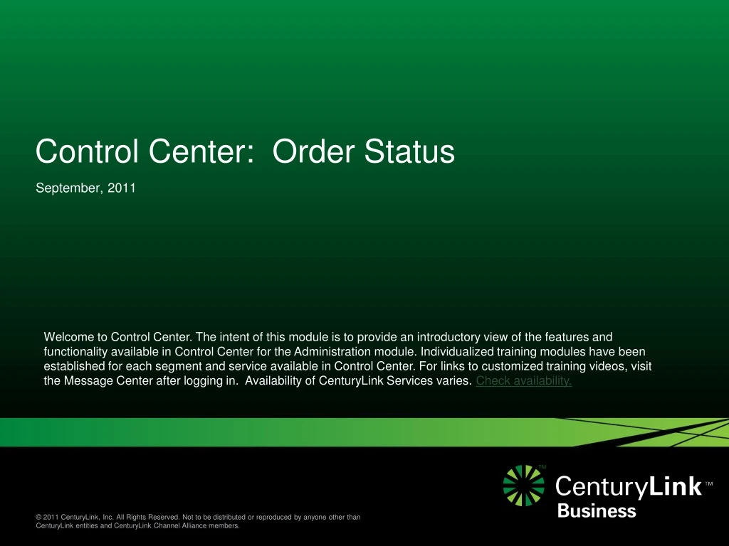 control center order status