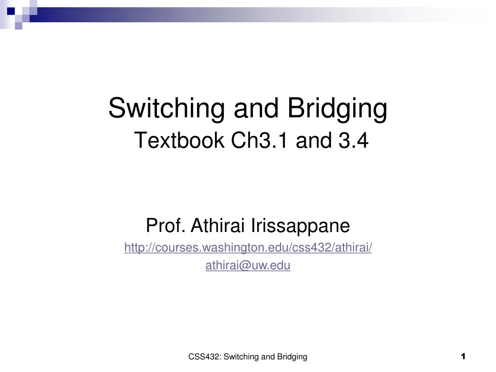 switching and bridging textbook ch3 1 and 3 4