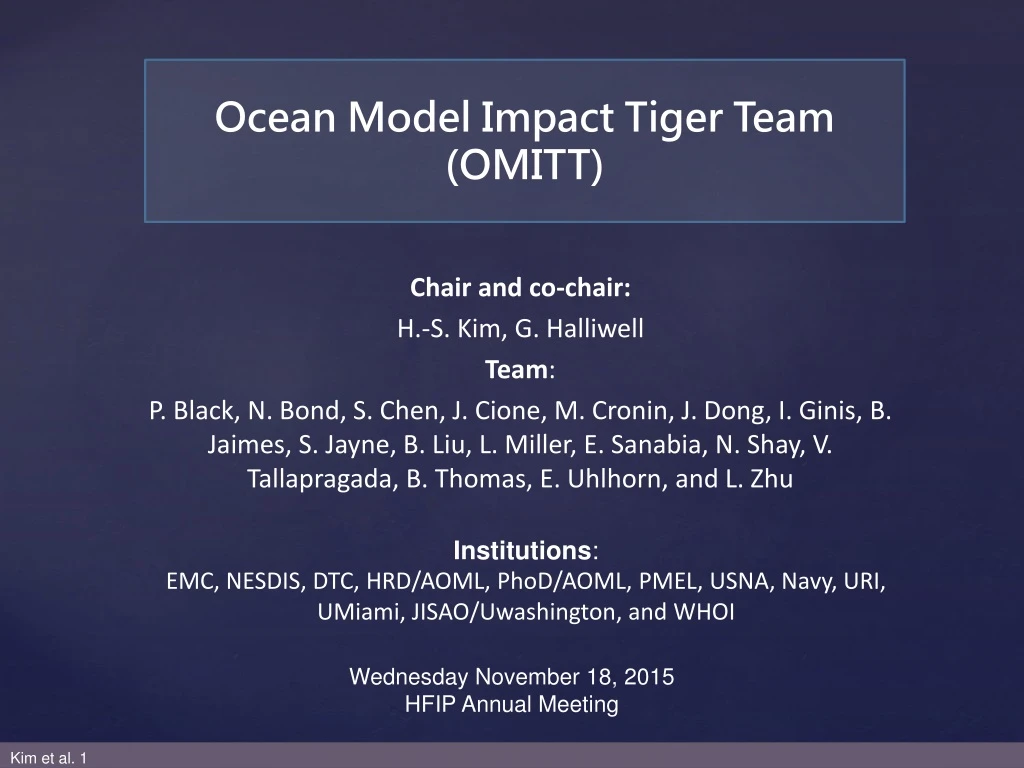 ocean model impact tiger team omitt