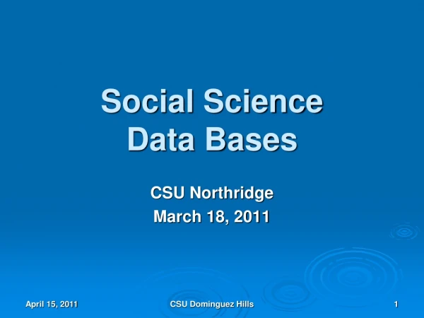 Social Science Data Bases