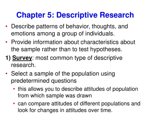 Chapter 5: Descriptive Research