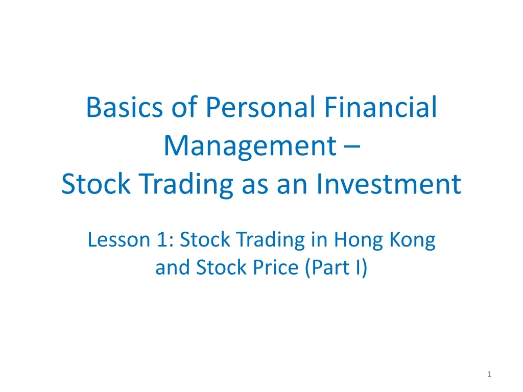 basics of personal financial management stock trading as an investment