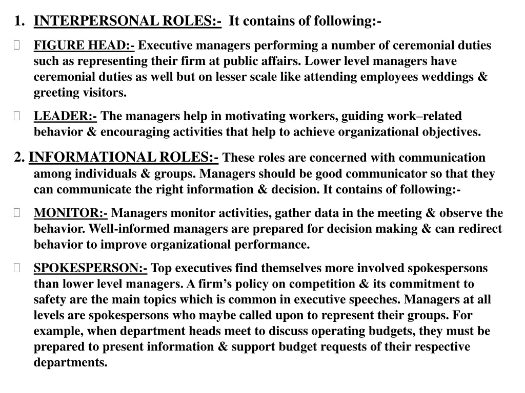 interpersonal roles it contains of following