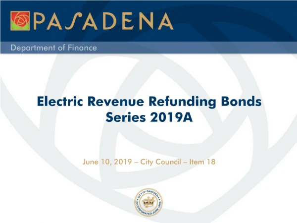 Electric Revenue Refunding Bonds      Series 2019A