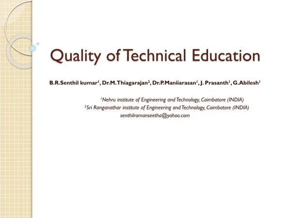 Quality of Technical Education