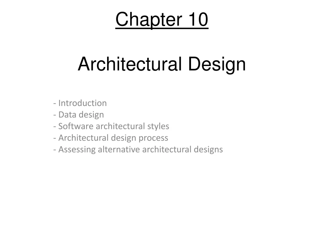 chapter 10 architectural design