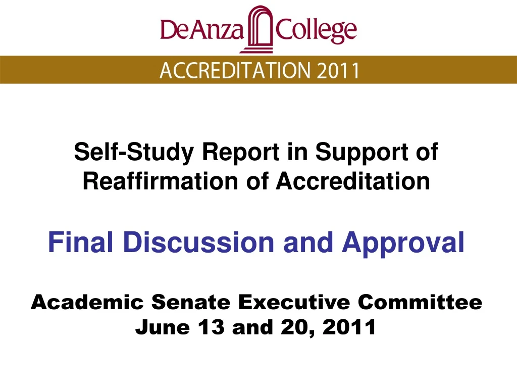 self study report in support of reaffirmation