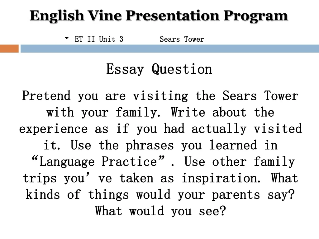 english vine presentation program