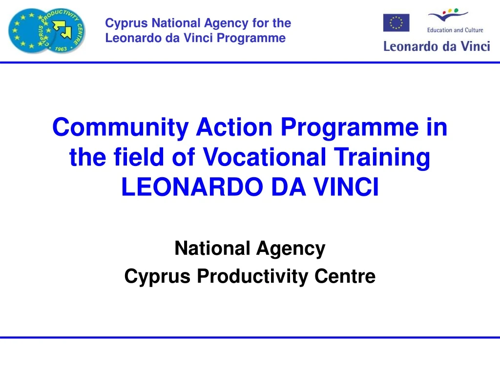 community action programme in the field of vocational training leonardo da vinci