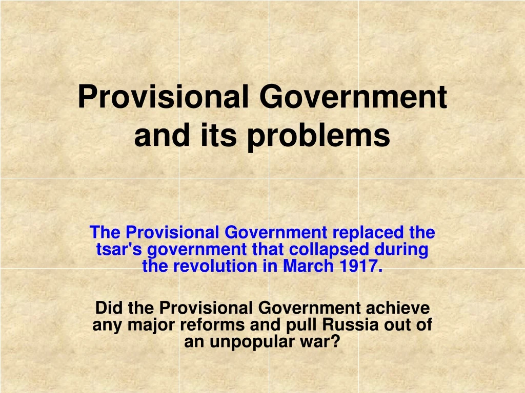 provisional government and its problems