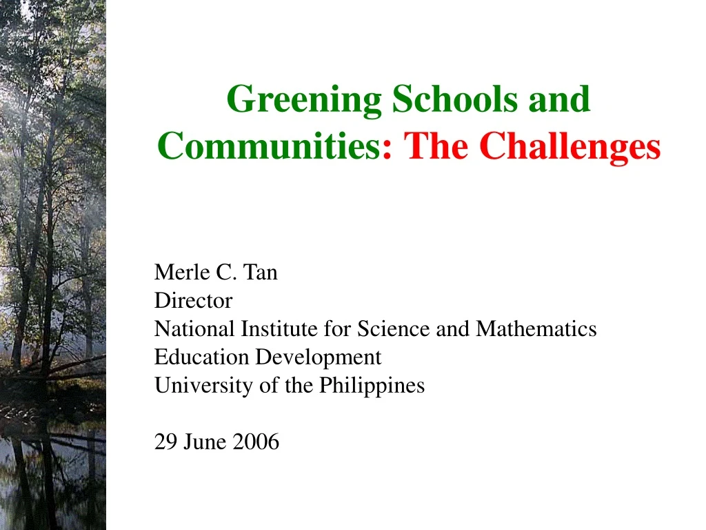 greening schools and communities the challenges