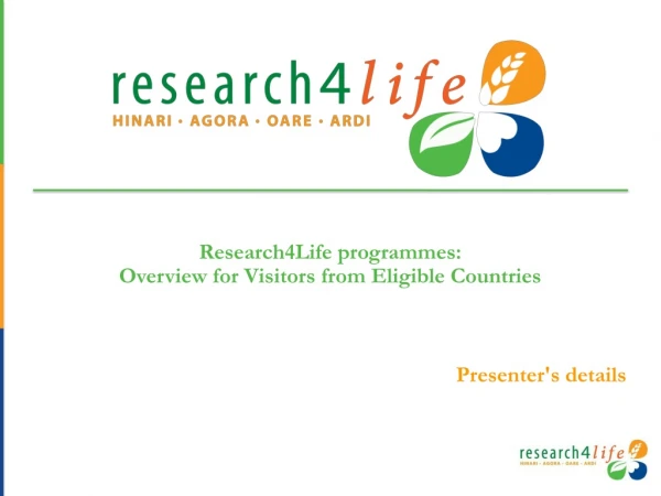 Research4Life programmes:   Overview for Visitors from Eligible Countries