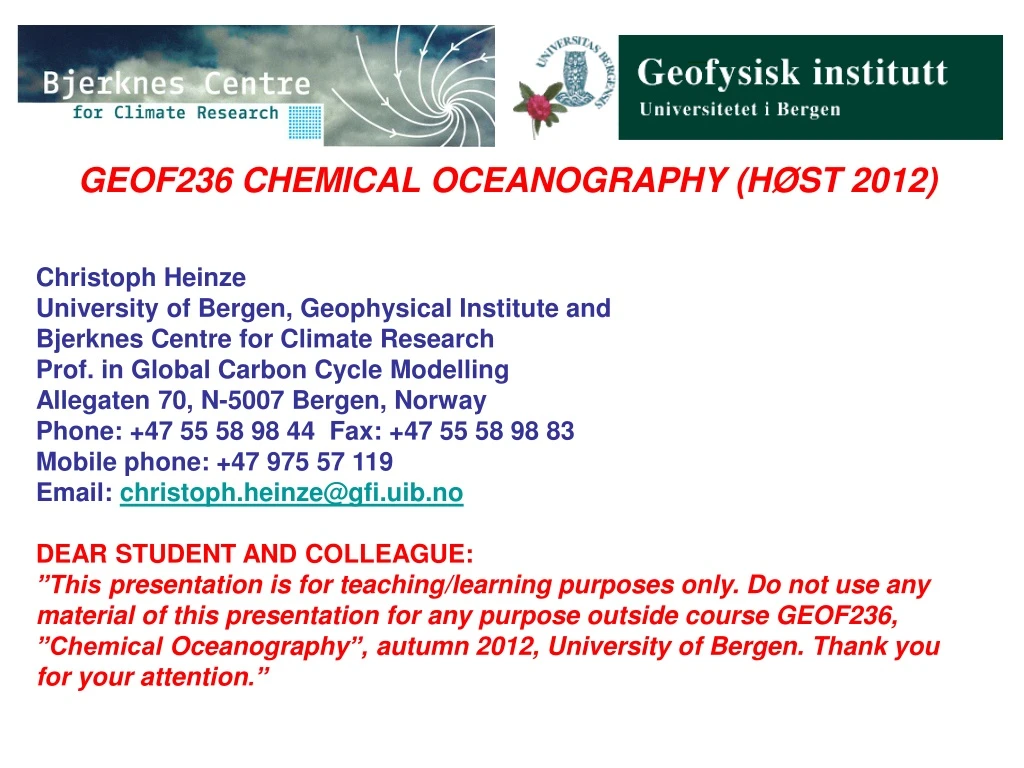 geof236 chemical oceanography h st 2012 christoph