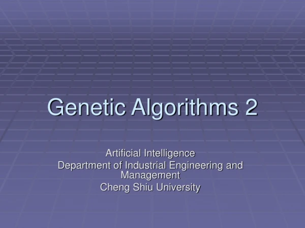 Genetic Algorithms 2