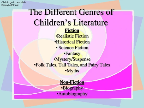 The Different Genres of Children’s Literature