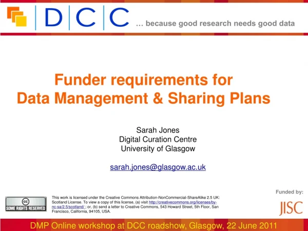 Funder requirements for  Data Management &amp; Sharing Plans