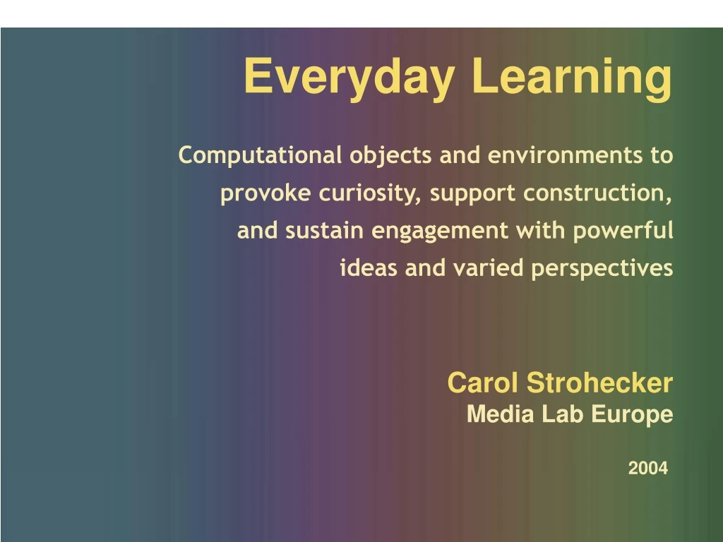 everyday learning computational objects