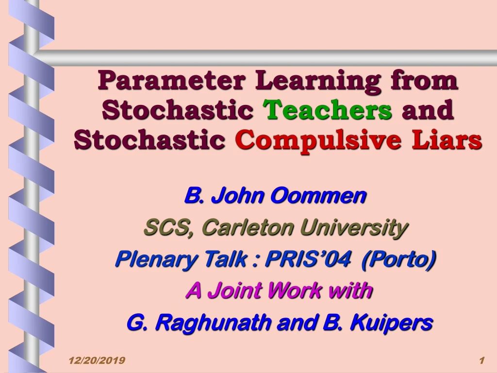 b john oommen scs carleton university plenary