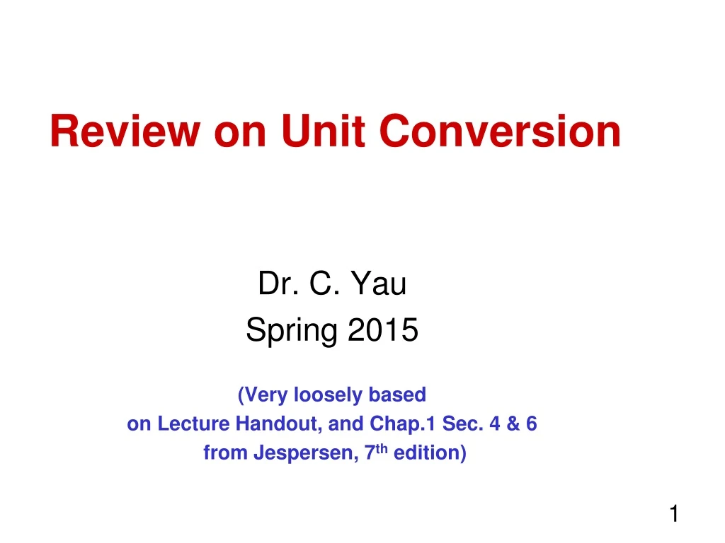 review on unit conversion
