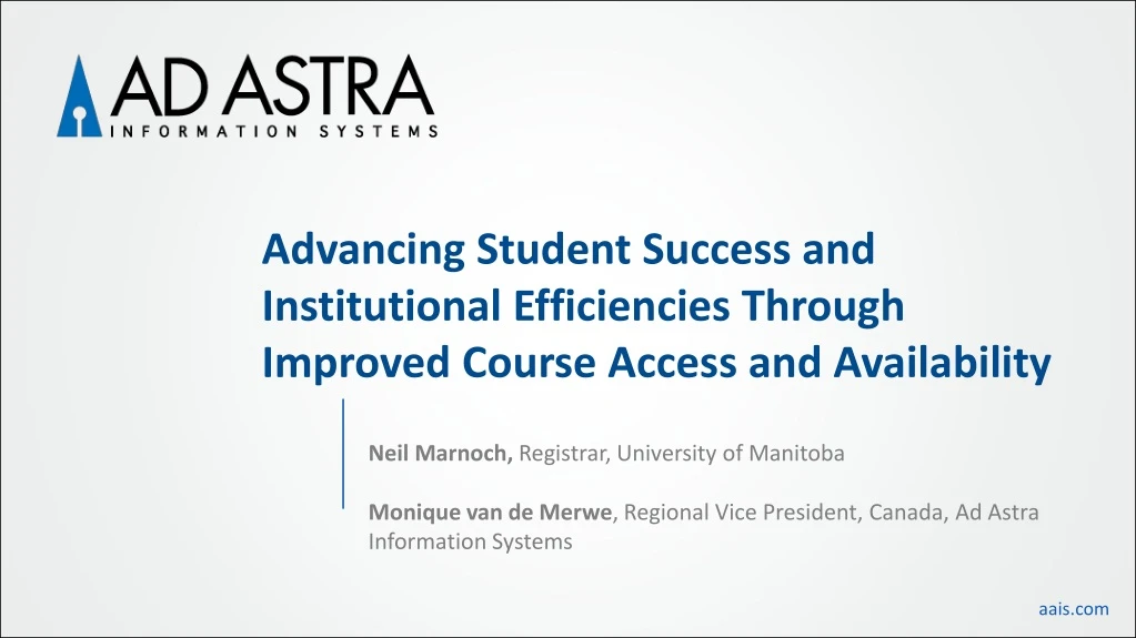 advancing student success and institutional