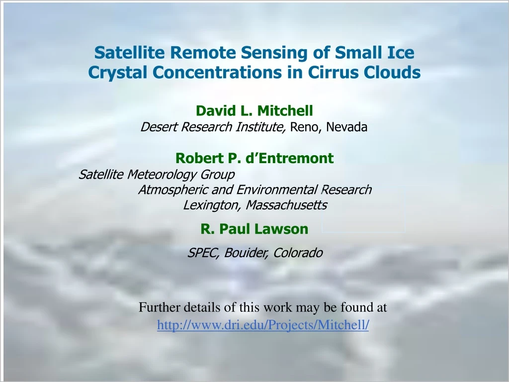 satellite remote sensing of small ice crystal