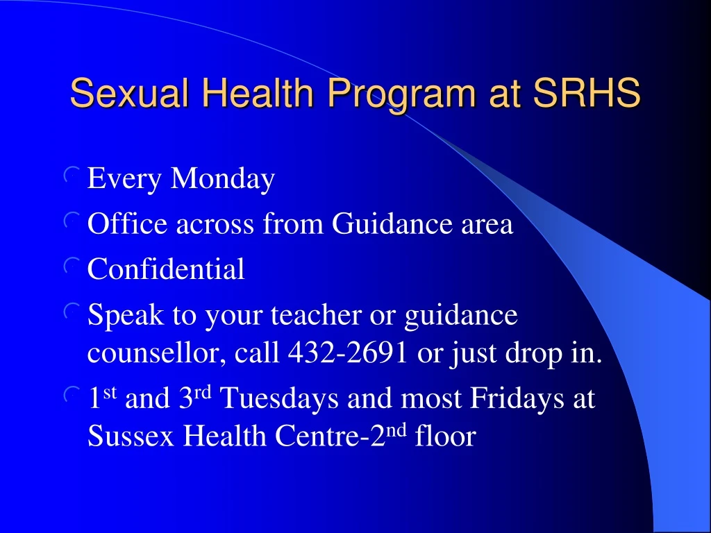 sexual health program at srhs