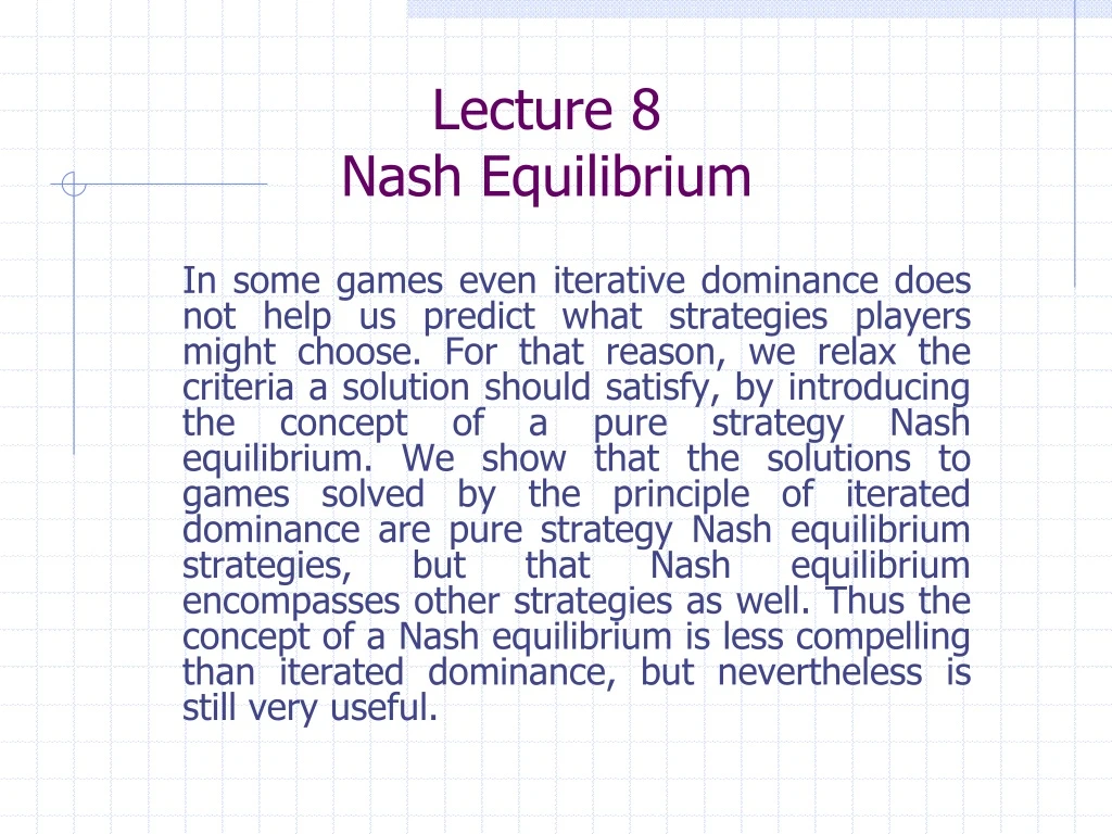 lecture 8 nash equilibrium