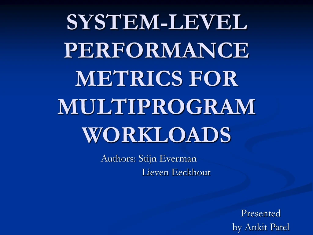 system level performance metrics for multiprogram workloads