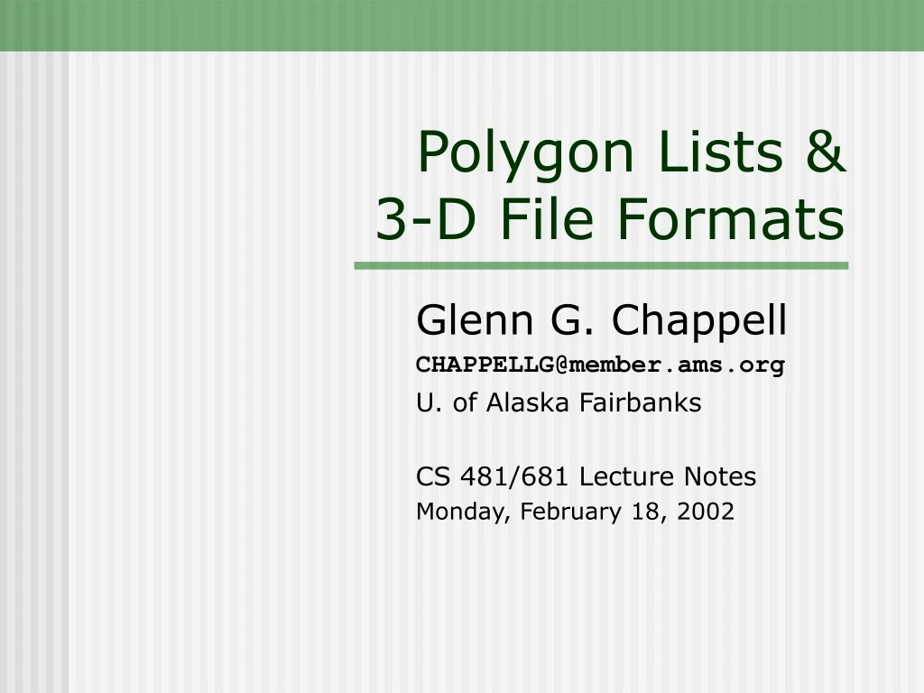 polygon lists 3 d file formats