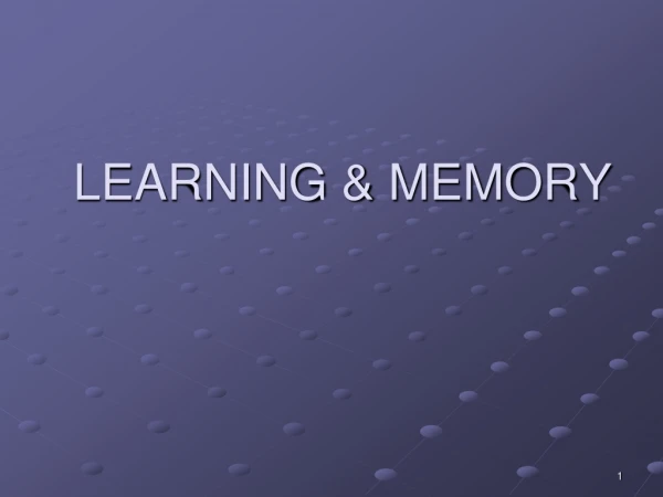 LEARNING &amp; MEMORY