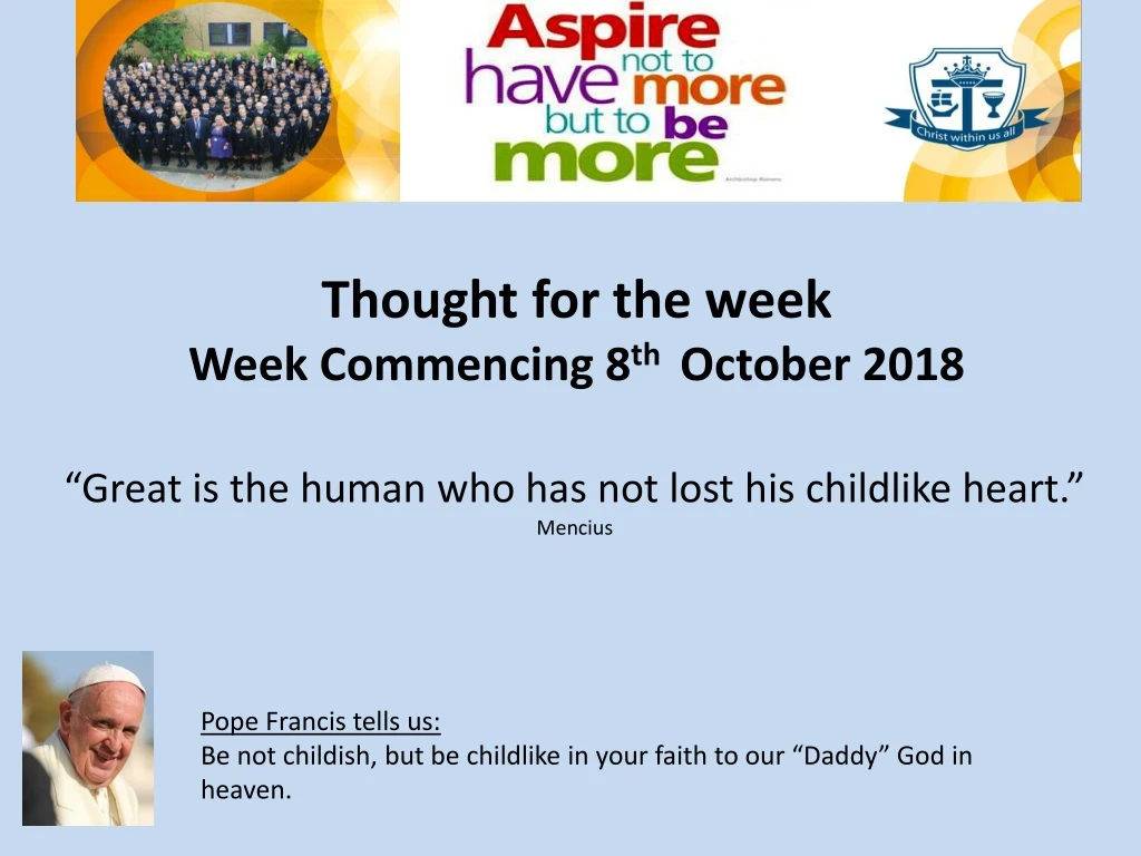 thought for the week week commencing 8 th october