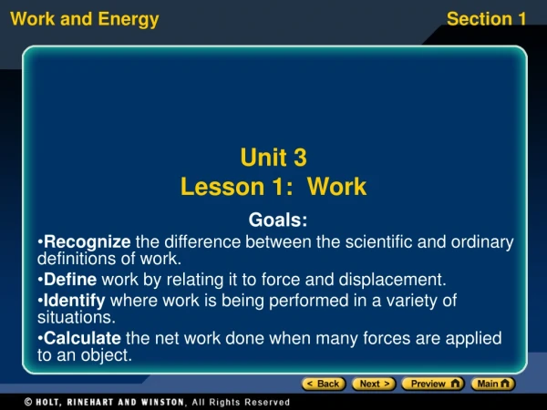 Unit 3 Lesson 1:  Work