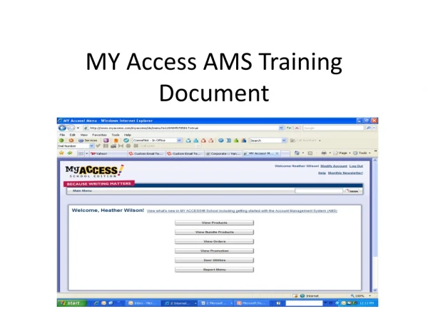 MY Access AMS Training Document