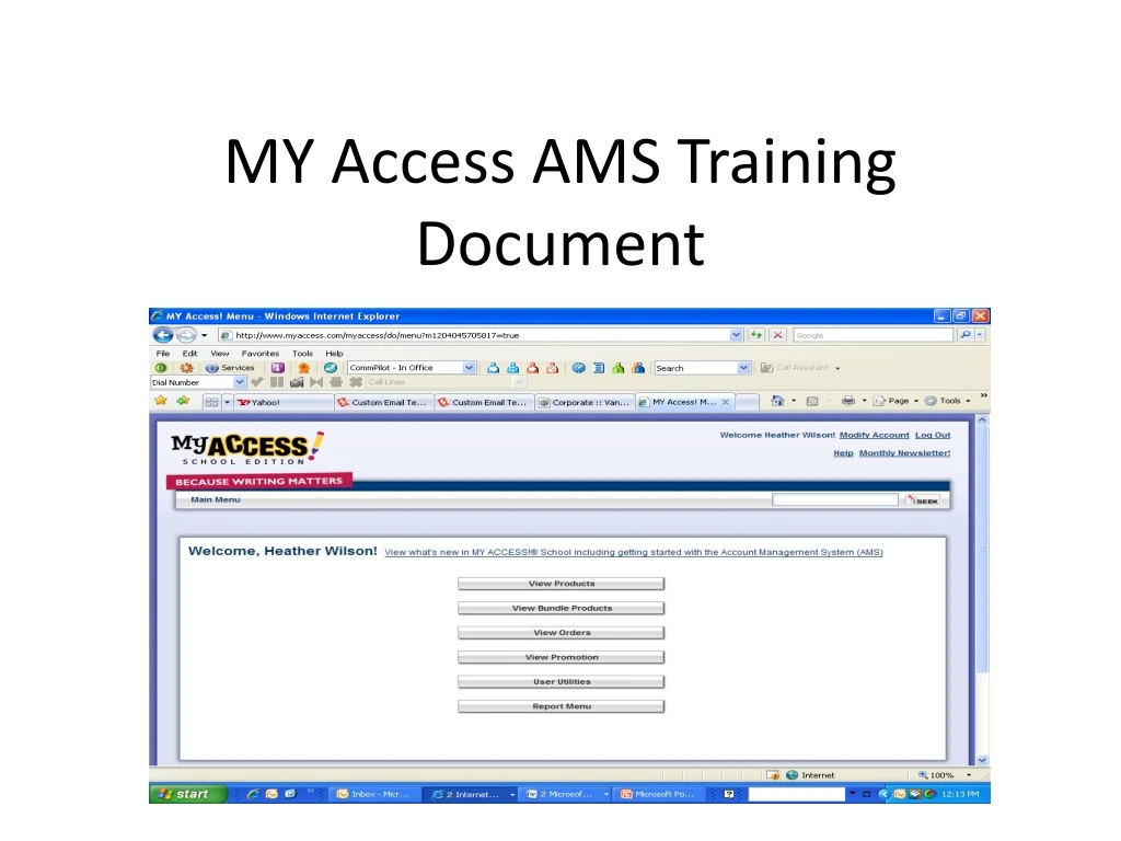 my access ams training document